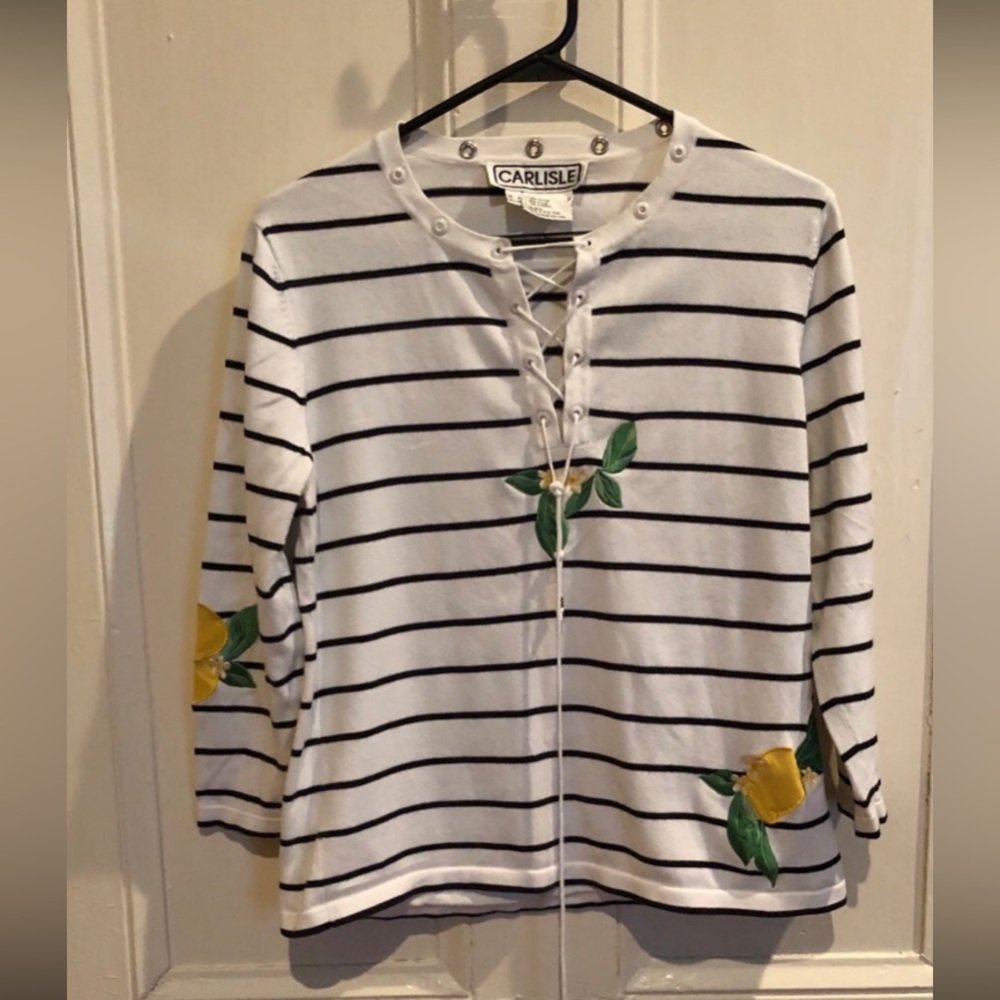 Carlisle womens striped knit sweater top size M